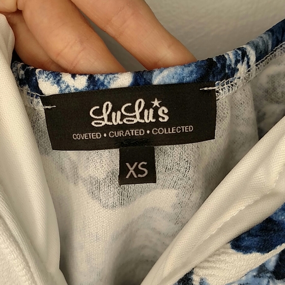 Lulu's strapless blue and ivory dress - Picture 6 of 8